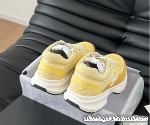 Duplicate Chanel Quilted Suede Sneakers Yellow 0102032