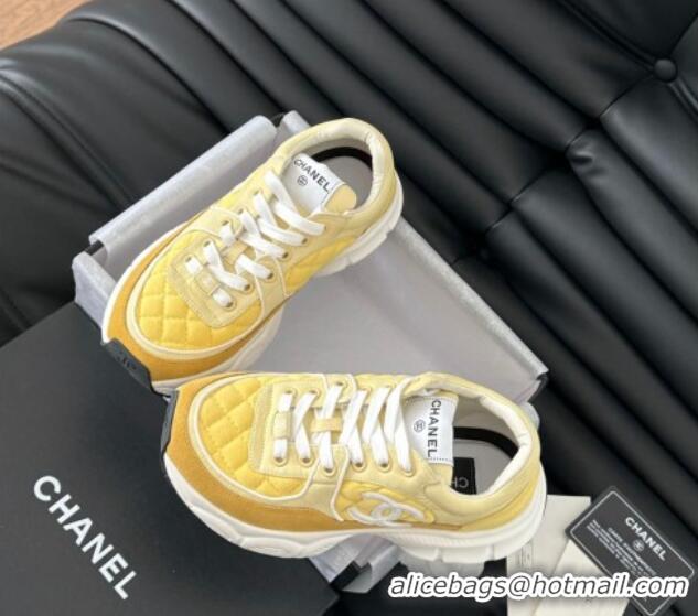 Duplicate Chanel Quilted Suede Sneakers Yellow 0102032