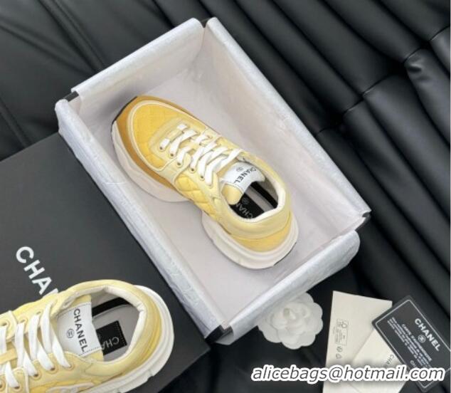 Duplicate Chanel Quilted Suede Sneakers Yellow 0102032