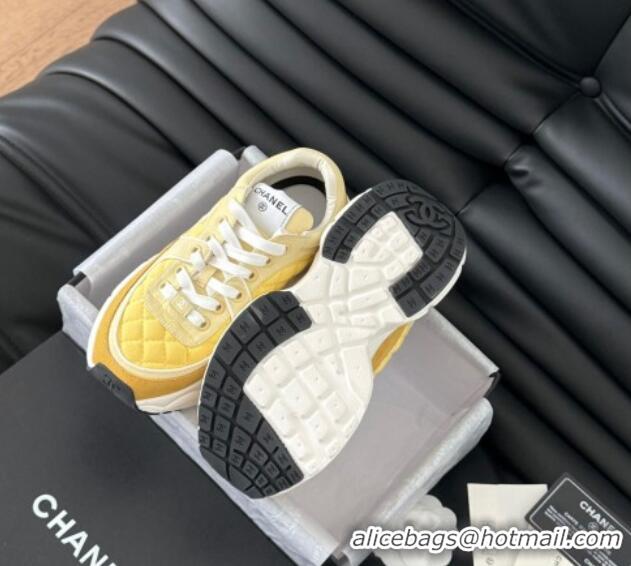 Duplicate Chanel Quilted Suede Sneakers Yellow 0102032