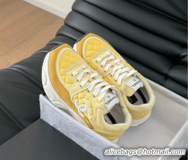 Duplicate Chanel Quilted Suede Sneakers Yellow 0102032