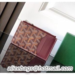 Low Price Goyard Bourbon Zipped Card holders Wallet GY3321 Burgundy 2025