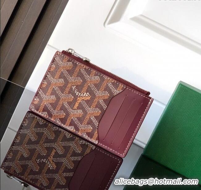 Low Price Goyard Bourbon Zipped Card holders Wallet GY3321 Burgundy 2025