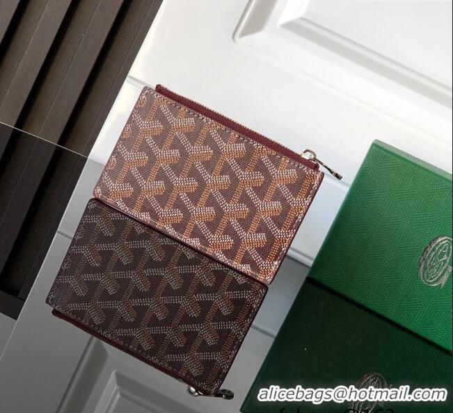 Low Price Goyard Bourbon Zipped Card holders Wallet GY3321 Burgundy 2025