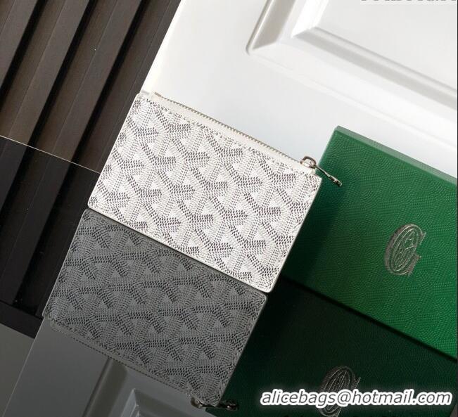 Inexpensive Goyard Bourbon Zipped Card holders Wallet GY3321 White 2025