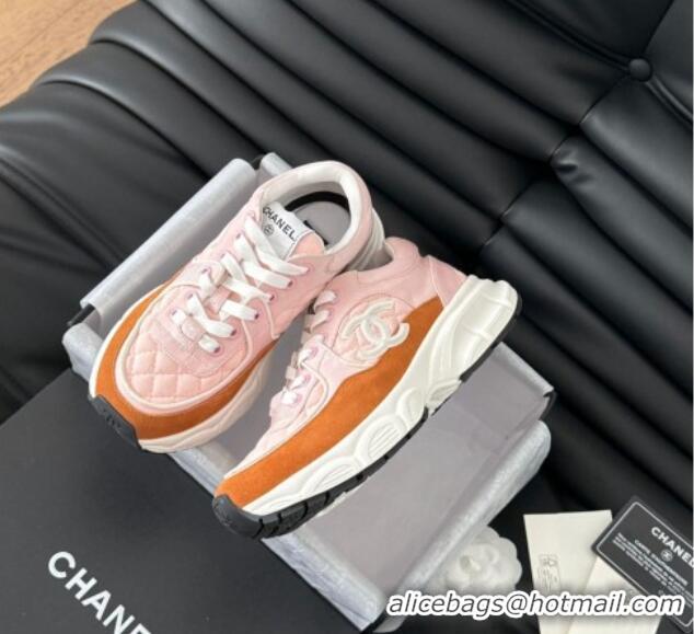 Pretty Style Chanel Quilted Suede Sneakers Pink 0102033