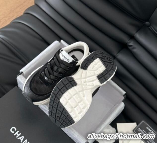 Top Design Chanel Mesh, Suede and Calfskin Sneakers Black 0102034