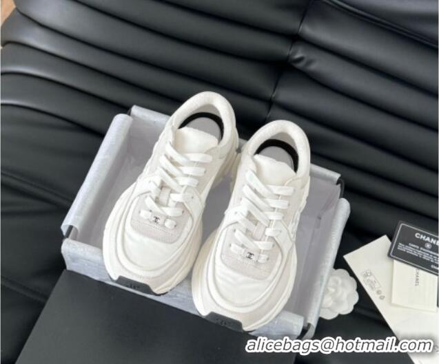 Shop Duplicate Chanel Fabric & Suede Sneakers White 102035