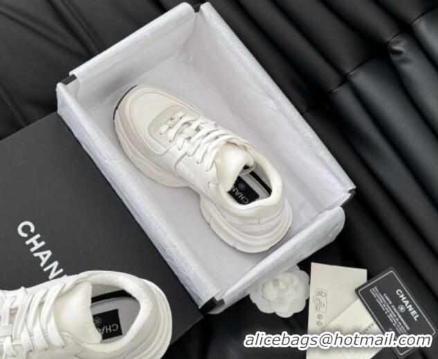 Shop Duplicate Chanel Fabric & Suede Sneakers White 102035