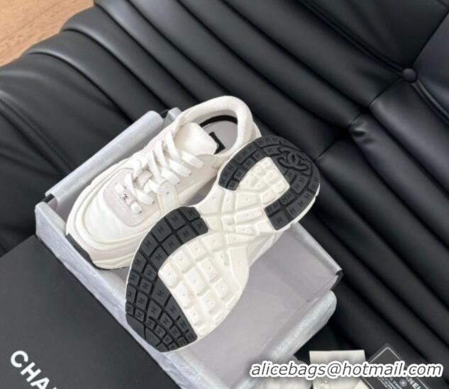 Shop Duplicate Chanel Fabric & Suede Sneakers White 102035