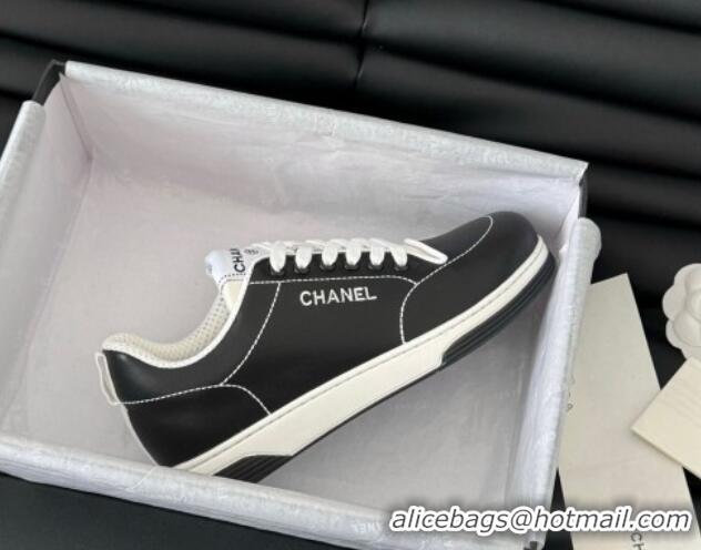 Good Quality Chanel Calfskin Sneakers with Stitches Black 102039