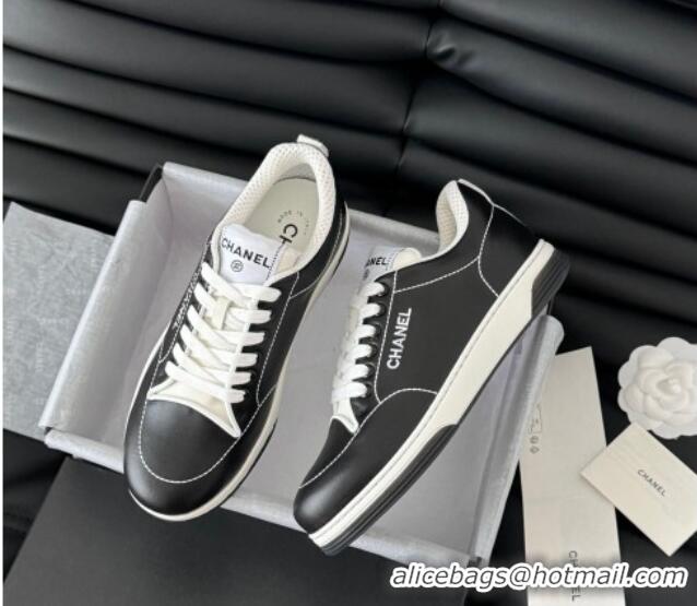 Good Quality Chanel Calfskin Sneakers with Stitches Black 102039