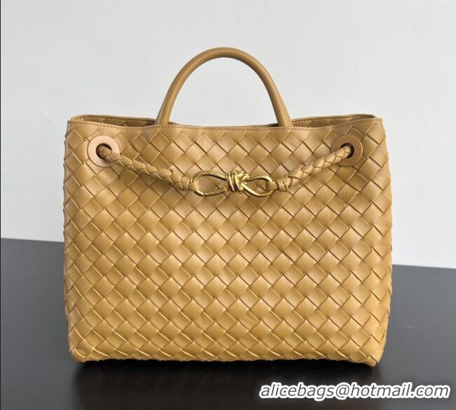 New Cheap Bottega Veneta Medium Andiamo Top Handle Bag in Intrecciato Leather 743572 Apricot 2024