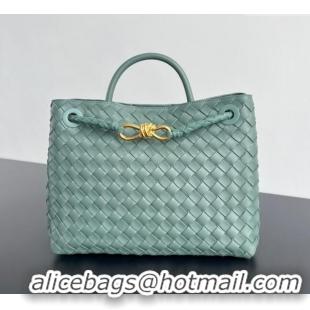 Cheap Discount Bottega Veneta Medium Andiamo Top Handle Bag in Intrecciato Leather 743572 New Sauge Green