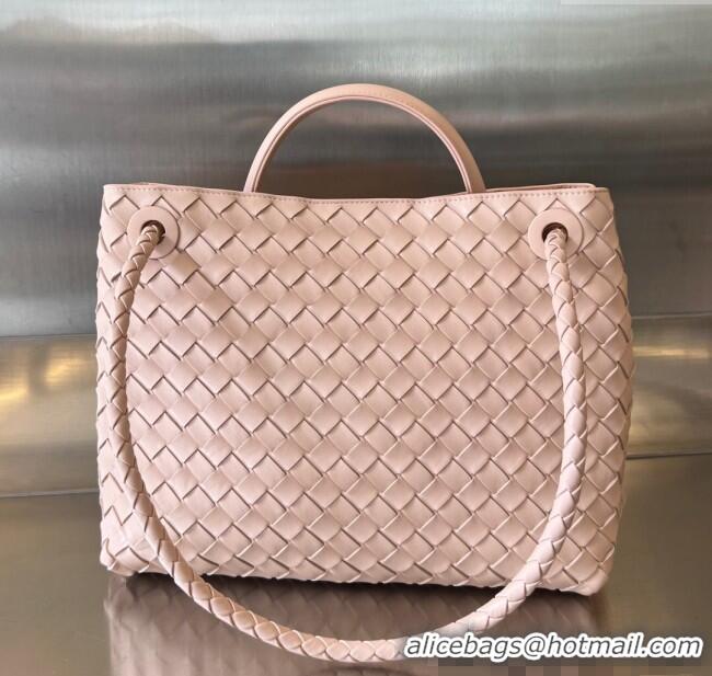 Best Price Bottega Veneta Medium Andiamo Top Handle Bag in Intrecciato Leather 743572 Lotus Pink 2024