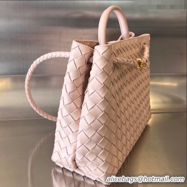 Best Price Bottega Veneta Medium Andiamo Top Handle Bag in Intrecciato Leather 743572 Lotus Pink 2024