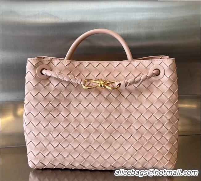 Best Price Bottega Veneta Medium Andiamo Top Handle Bag in Intrecciato Leather 743572 Lotus Pink 2024