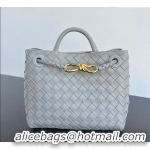 New Fashion Bottega Veneta Small Andiamo Top Handle Bag in Intrecciato Leather 743568 Silver Grey 2025