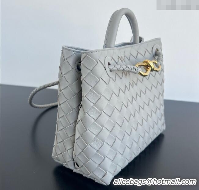 New Fashion Bottega Veneta Small Andiamo Top Handle Bag in Intrecciato Leather 743568 Silver Grey 2025