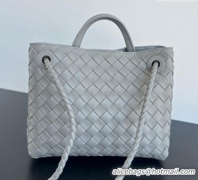 New Fashion Bottega Veneta Small Andiamo Top Handle Bag in Intrecciato Leather 743568 Silver Grey 2025