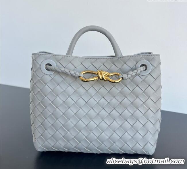 New Fashion Bottega Veneta Small Andiamo Top Handle Bag in Intrecciato Leather 743568 Silver Grey 2025