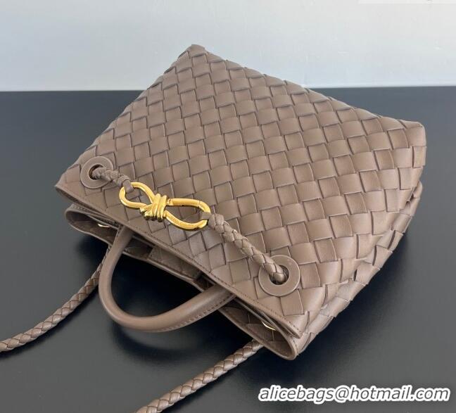 Best Price Bottega Veneta Small Andiamo Top Handle Bag in Intrecciato Leather 743568 Grey 2025