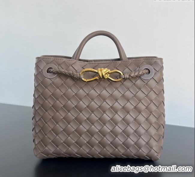 Best Price Bottega Veneta Small Andiamo Top Handle Bag in Intrecciato Leather 743568 Grey 2025