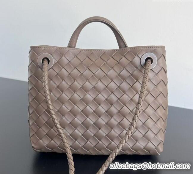 Best Price Bottega Veneta Small Andiamo Top Handle Bag in Intrecciato Leather 743568 Grey 2025