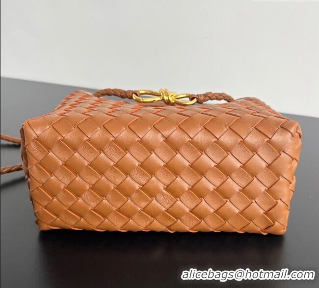 Top Grade Bottega Veneta Small Andiamo Top Handle Bag in Intrecciato Leather 743568 Brown 2025