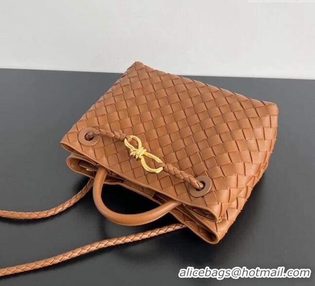 Top Grade Bottega Veneta Small Andiamo Top Handle Bag in Intrecciato Leather 743568 Brown 2025