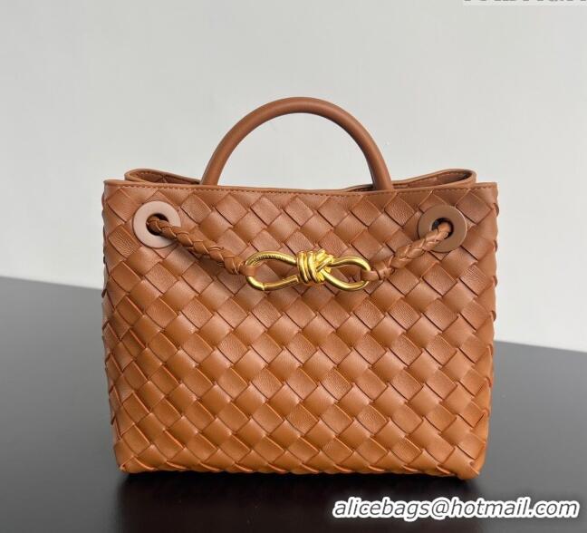 Top Grade Bottega Veneta Small Andiamo Top Handle Bag in Intrecciato Leather 743568 Brown 2025