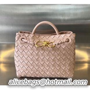 Top Design Bottega Veneta Small Andiamo Top Handle Bag in Intrecciato Leather 743568 Lotus Pink 2025