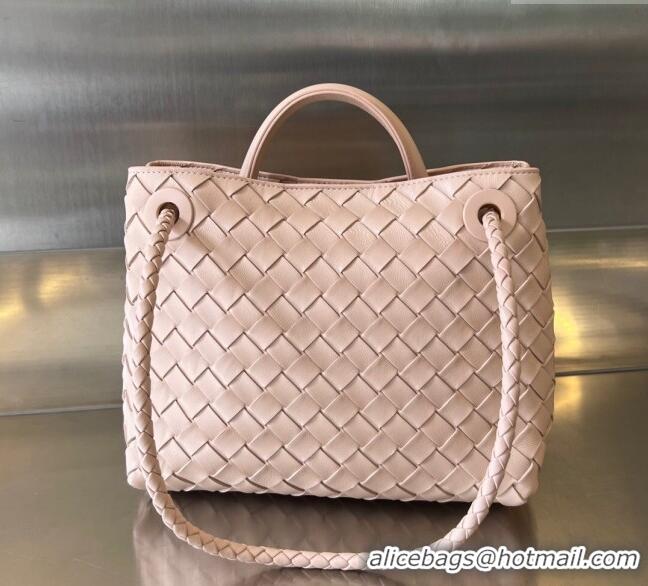 Top Design Bottega Veneta Small Andiamo Top Handle Bag in Intrecciato Leather 743568 Lotus Pink 2025