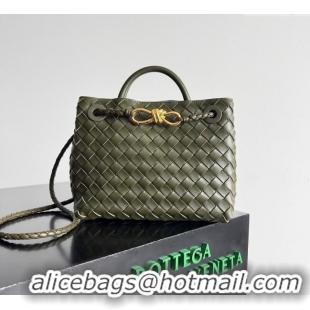 Top Quality Bottega Veneta Small Andiamo Top Handle Bag in Intrecciato Leather 743568 Khaki Green 2025