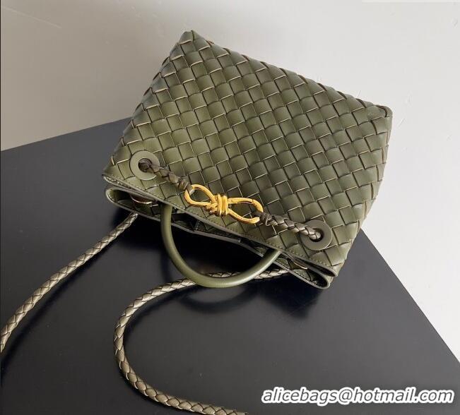 Top Quality Bottega Veneta Small Andiamo Top Handle Bag in Intrecciato Leather 743568 Khaki Green 2025