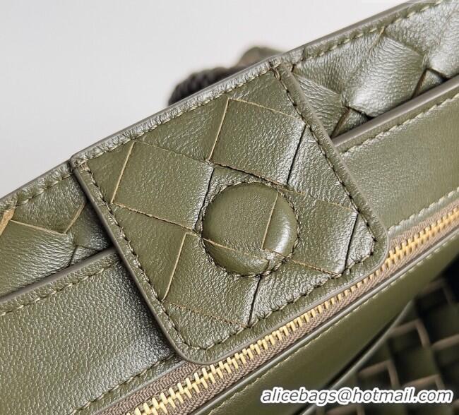 Top Quality Bottega Veneta Small Andiamo Top Handle Bag in Intrecciato Leather 743568 Khaki Green 2025