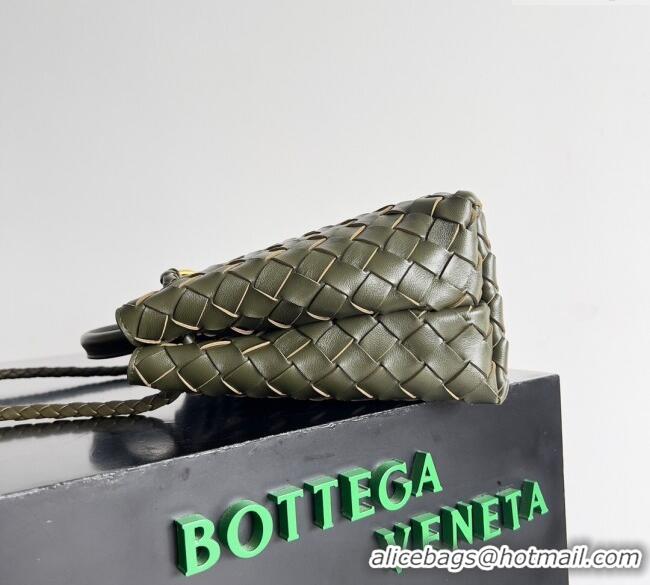 Top Quality Bottega Veneta Small Andiamo Top Handle Bag in Intrecciato Leather 743568 Khaki Green 2025