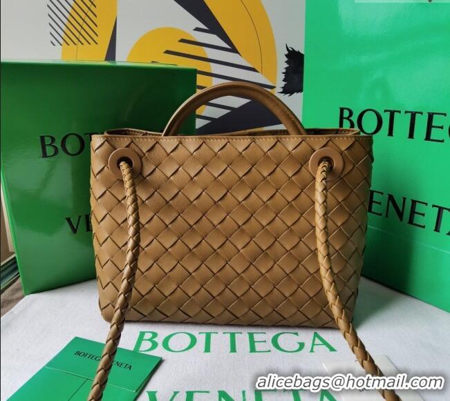 Hot Sell Bottega Veneta Small Andiamo Top Handle Bag in Intrecciato Leather 743568 Acorn Brown 2025