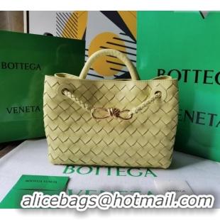 Classic Grade Bottega Veneta Small Andiamo Top Handle Bag in Intrecciato Leather 743568 Ice cream Yellow 2025