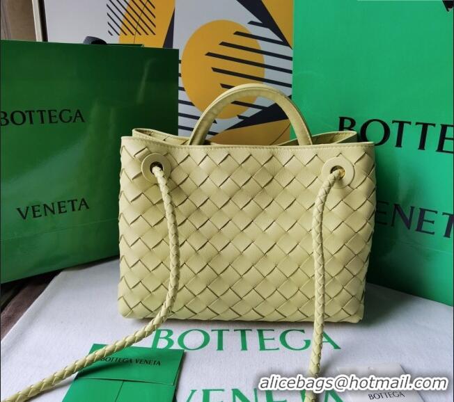 Classic Grade Bottega Veneta Small Andiamo Top Handle Bag in Intrecciato Leather 743568 Ice cream Yellow 2025