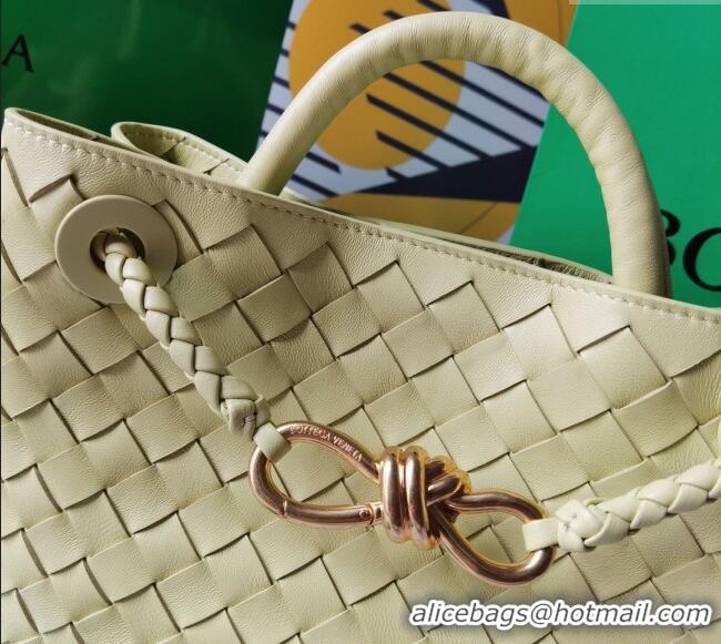 Classic Grade Bottega Veneta Small Andiamo Top Handle Bag in Intrecciato Leather 743568 Ice cream Yellow 2025