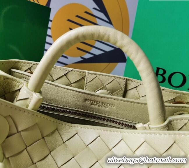 Classic Grade Bottega Veneta Small Andiamo Top Handle Bag in Intrecciato Leather 743568 Ice cream Yellow 2025