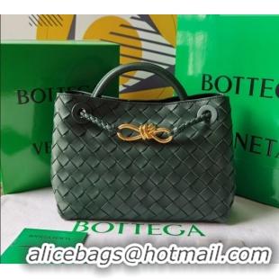 Spot Cheap Bottega Veneta Small Andiamo Top Handle Bag in Intrecciato Leather 743568 Raintree Green 2025