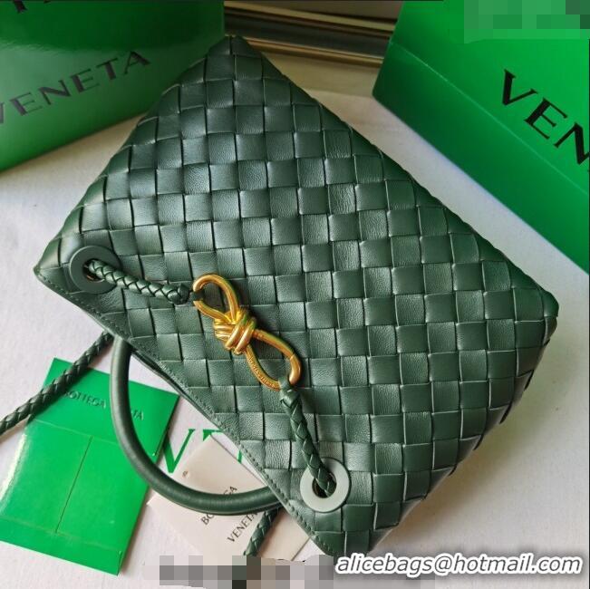 Spot Cheap Bottega Veneta Small Andiamo Top Handle Bag in Intrecciato Leather 743568 Raintree Green 2025