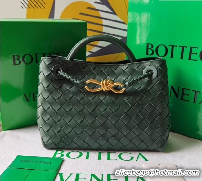 Spot Cheap Bottega Veneta Small Andiamo Top Handle Bag in Intrecciato Leather 743568 Raintree Green 2025