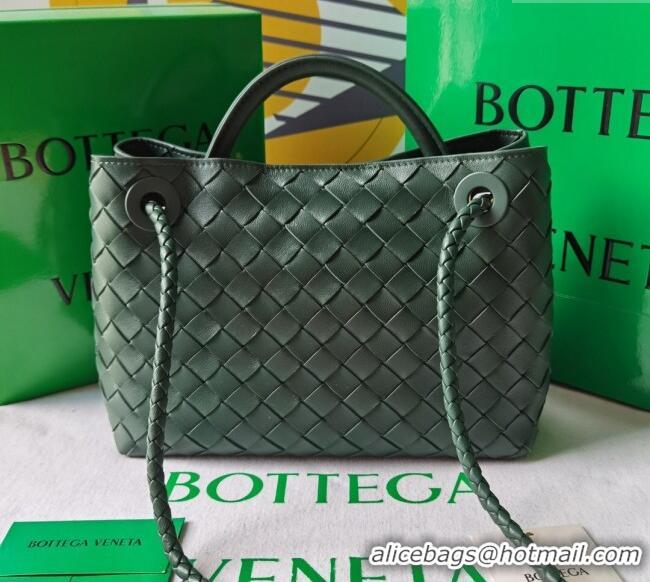 Spot Cheap Bottega Veneta Small Andiamo Top Handle Bag in Intrecciato Leather 743568 Raintree Green 2025