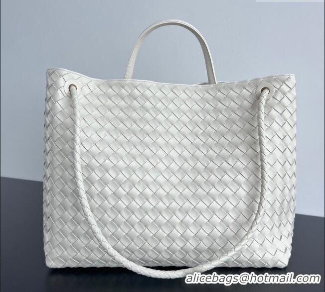 New Cheap Bottega Veneta Large Andiamo Top Handle Bag in Intrecciato Leather 743575 Sea Salt White 2025