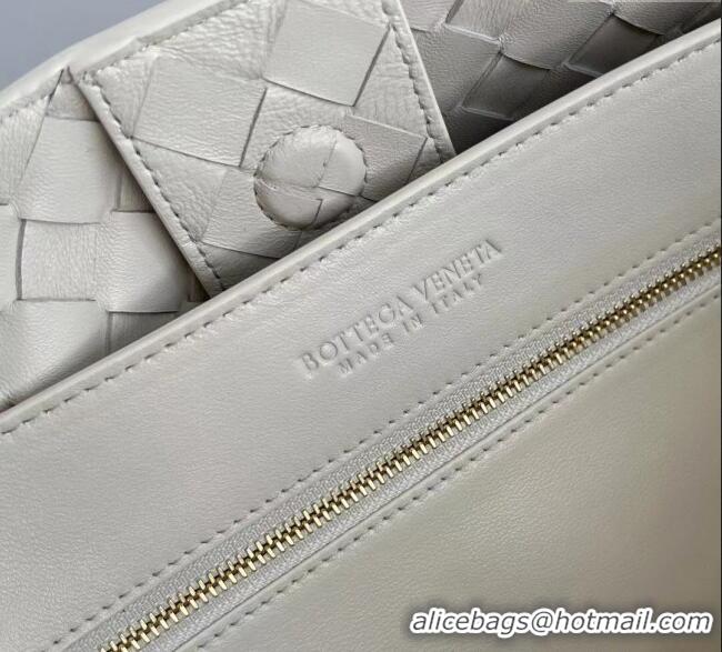 New Cheap Bottega Veneta Large Andiamo Top Handle Bag in Intrecciato Leather 743575 Sea Salt White 2025