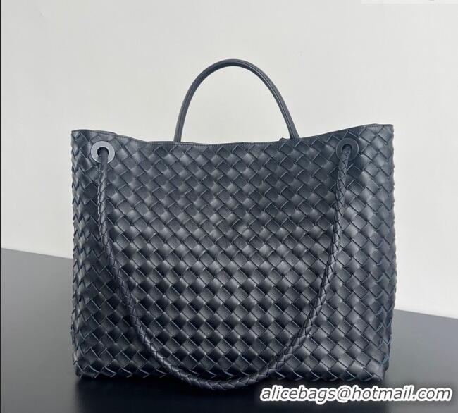 Hot Style Bottega Veneta Large Andiamo Top Handle Bag in Intrecciato Leather 743575 Space Blue/Silver 2025