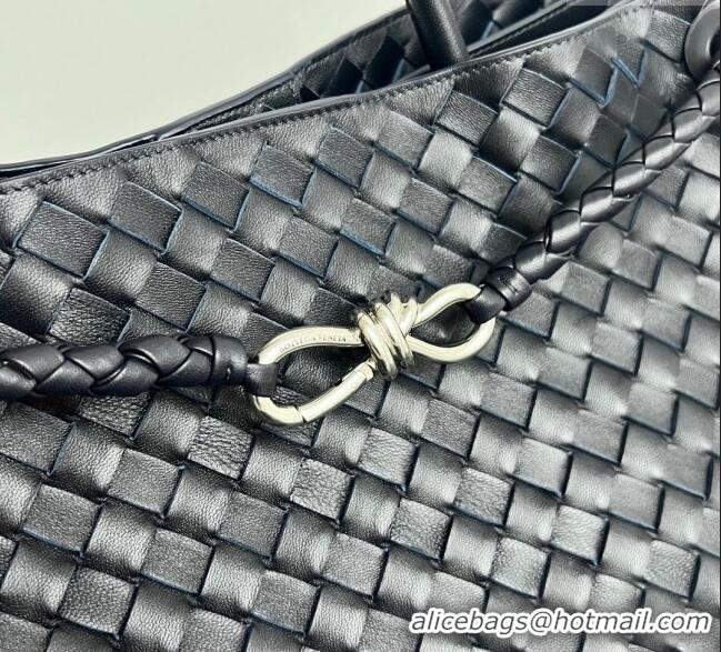 Hot Style Bottega Veneta Large Andiamo Top Handle Bag in Intrecciato Leather 743575 Space Blue/Silver 2025